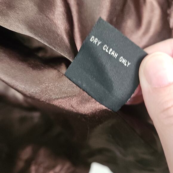 DONNA SALYERS FABULOUS Furs Brown Coat Jacket Faux Fur Trim Small Animal Print - Picture 9 of 9